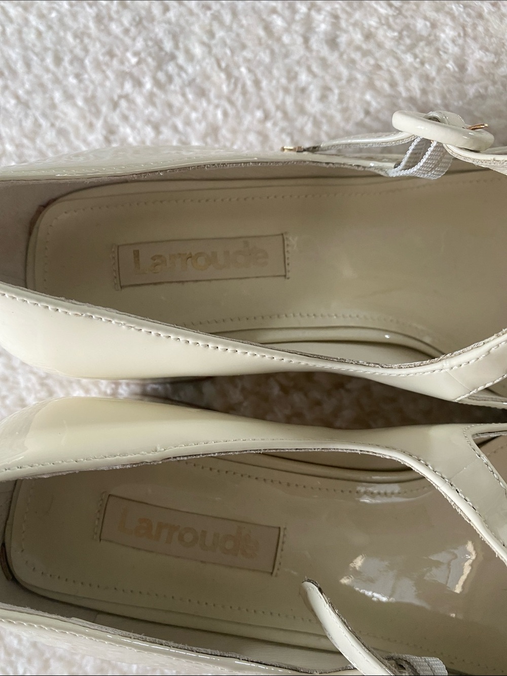 Larroudé Cream Mary Jane Pumps - Patent Leather - Picture 7 of 8